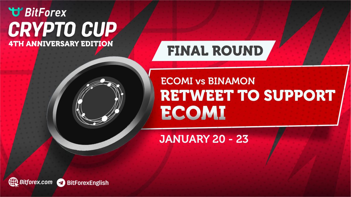 BitForex (@bitforexcom) on Twitter photo 😎The finals - ECOMI vs BINAMON
If you support #ECOMI retweet this post!
⭕️Remember that you can complete the other tasks to join our $30,000 in rewards #giveaway here: gleam.io/9Y9tY/bitforex…
<a href="/ecomi_/">ECOMI | $OMI ⭕️</a> #OMI #NFT #Metaverse #Bitforex #CryptoCup 😎The finals - ECOMI vs BINAMON
If you support #ECOMI retweet this post!
⭕️Remember that you can complete the other tasks to join our $30,000 in rewards #giveaway here: gleam.io/9Y9tY/bitforex…
<a href="/ecomi_/">ECOMI | $OMI ⭕️</a> #OMI #NFT #Metaverse #Bitforex #CryptoCup