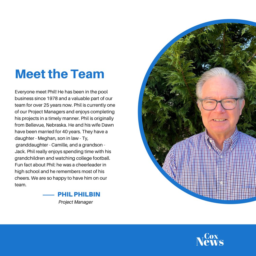 It’s meet the team Wednesday! Everyone meet Phil Philbin! 

#meettheteamwednesday #coxpoolsbirminghamfamily