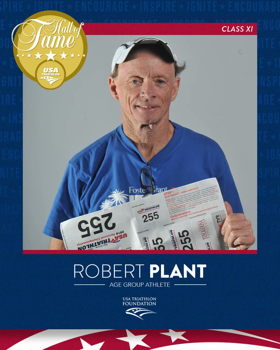usatriathlon's tweet photo. Robert Plant is one of the most decorated age group multisport athletes in the world, having won more world medals across all the on-road multisport disciplines than any other athlete! #USATHOF
Read more - https://t.co/TnvWIK8oz4 https://t.co/X9j6ifBs9u