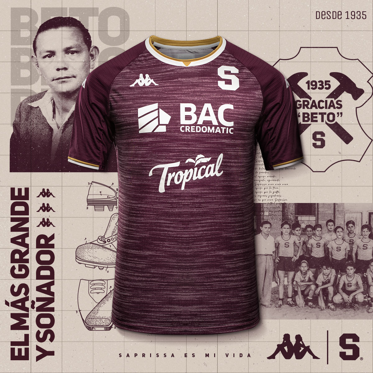 SaprissaOficial's tweet photo. Somos el más grande porque siempre soñamos con serlo 💜
Nuestro 3er Uniforme replica la tela de las 1ras camisetas de esos “chiquillos”, con la insignia de zapatería como homenaje al sueño de “Beto” 🛠
🏆 Adquirilo ya en línea: https://t.co/xFdgHDoAnc y mañana en Tienda Oficial https://t.co/iPCAeXvAlj