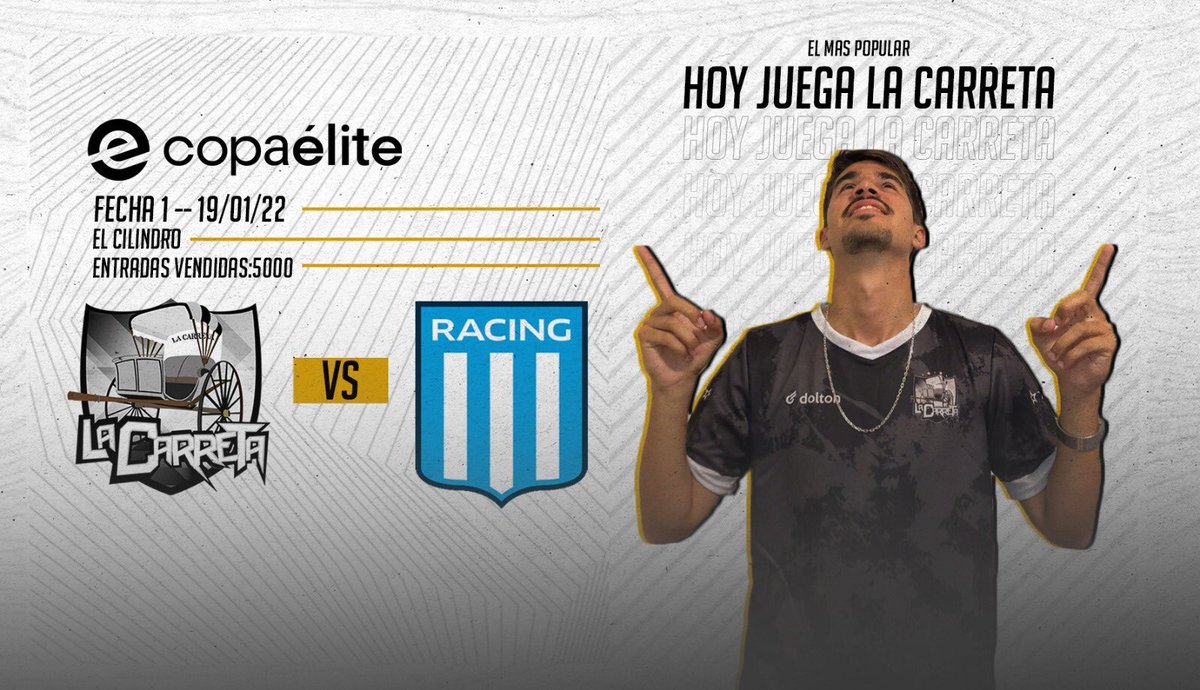 🏁 ¡Debuta 𝗟𝗮 𝗖𝗮𝗿𝗿𝗲𝘁𝗮!

🆚 <a href="/e_RacingClub/">Racing Club eSports</a>
⏰ 21:30
🏆 Copa 𝔼𝕝𝕚𝕥𝕖 <a href="/IESAFIFALatam/">Copa IESA de Campeones 🏆</a> 
📺 twitch.tv/iesatv

🇺🇾 ¡Alentá al club más popular de ᴇʟ ᴘᴀɪꜱ ᴅᴇ ʟᴀ ᴄᴀʀʀᴇᴛᴀ!