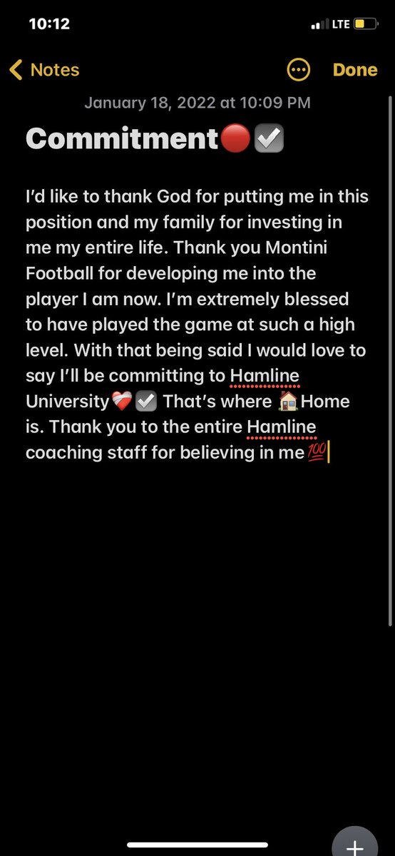 lsmith_04's tweet photo. Committed‼️☑️ #ATS @HamlineFootball 🏠 https://t.co/sO3NKti4ip