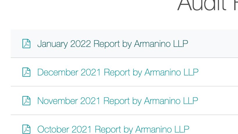 The January 2022 audit/attestation report of USDtez (USDtz) by @ArmaninoLLP has been published. You can  read this report along with all past monthly reports on the Reserve page of the USDtz website: usdtz.com/reserve.html