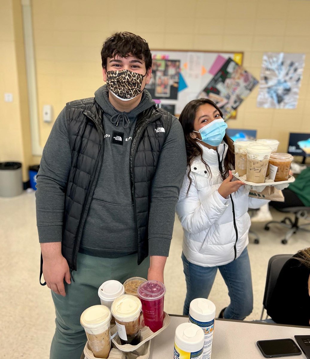 ATyearbookHS's tweet photo. Deadline 3 is in the books. Only 88 more pages to go!! #yearbook #studentjournalism #DeadlineDay #Starbucks https://t.co/ZvLgoH0EKG