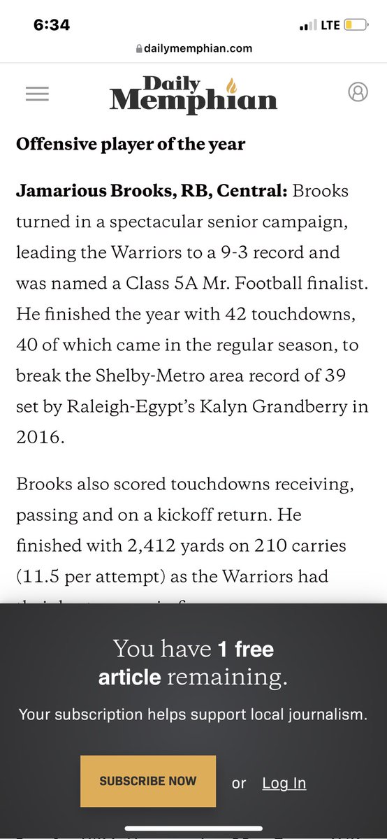 Blessed to be named offensive player of the year. Thanks <a href="/DailyMemphian/">The Daily Memphian</a>  <a href="/CoachSDawson/">Sheldon Dawson</a> <a href="/Steve_Wallace_2/">Steve Wallace Jr</a> @_CoachGonzLWC <a href="/Coach_Kenn/">Kenn Jones</a> <a href="/AnthonyJonesFB/">Anthony Jones Jr</a> <a href="/johnvarlas/">John Varlas</a> <a href="/_KhariThompson/">Khari A. Thompson</a>