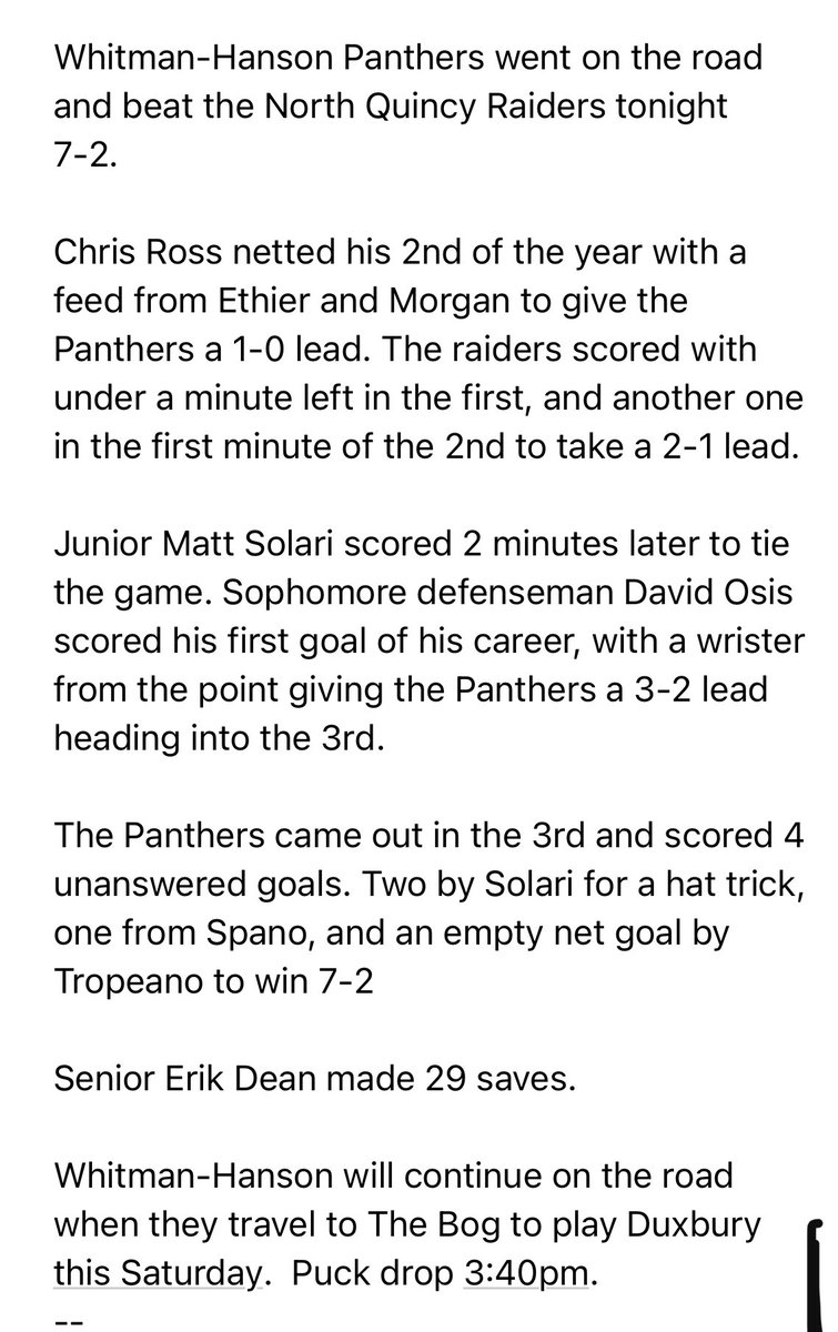 WHathletics's tweet photo. Boys hockey explodes for 7 goals https://t.co/YGwxAEW9dk