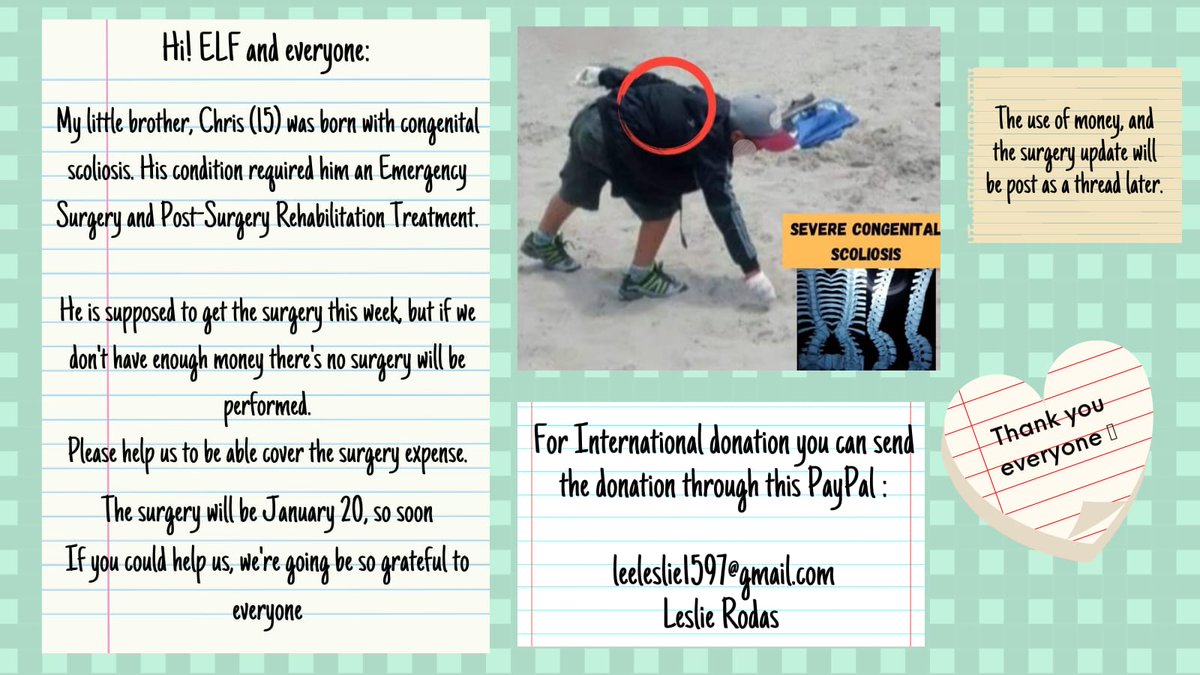 ELFLatam's tweet photo. Dear ELF worldwide

Making a last effort to help our fellow ELF friend @Im_OUTnow15 &amp; her brother Chris.

The surgery is urgent and unless they can come up with the total $$ it won't happen.

We ask for your help.

Any amount is welcomed.

All the details in the image below 🙏 https://t.co/DIBSyn8WgB