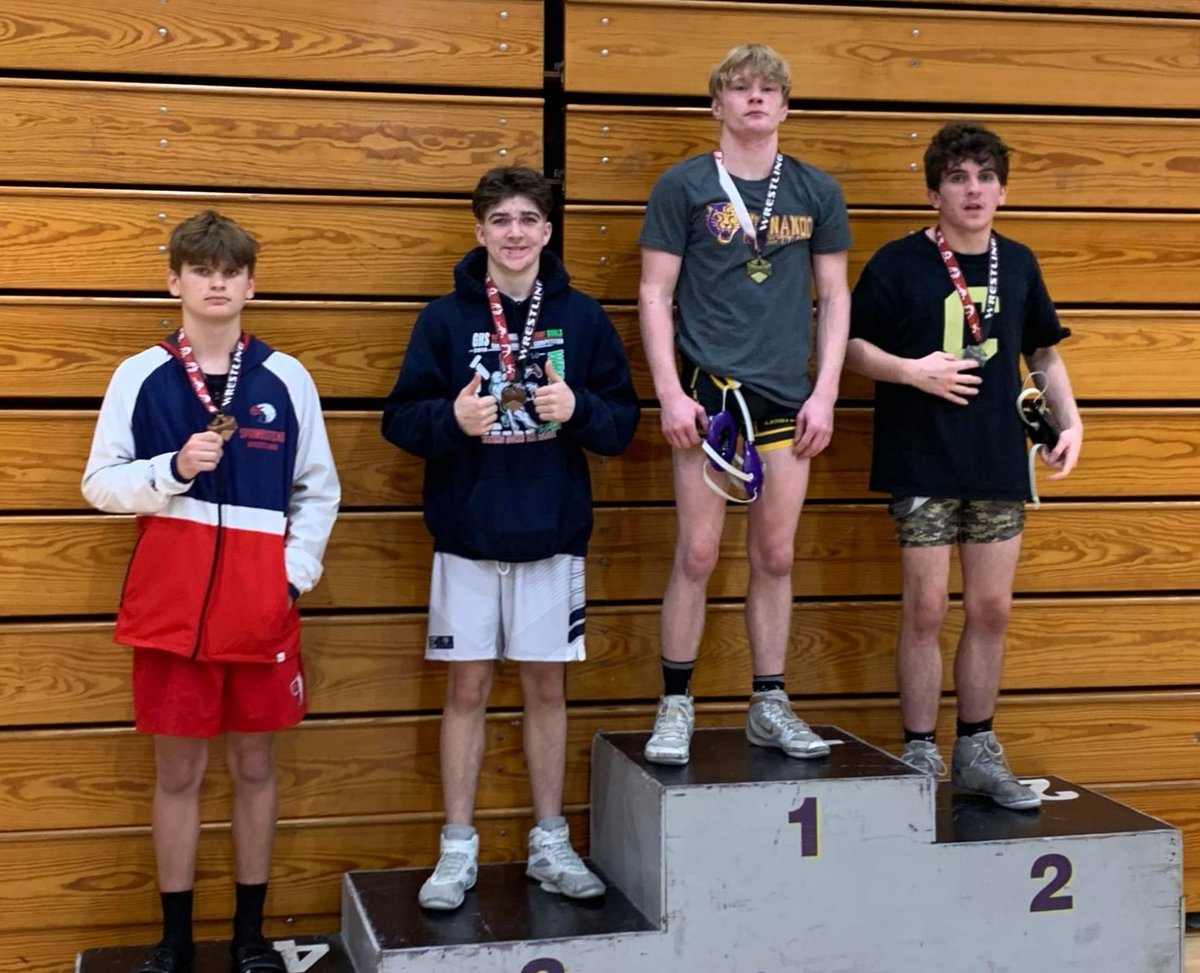 Congrats to Senior Peyton Chancey (2nd place) Junior Colson Mackay-Johnson (3rd place) and Senior Brady Walton (4th place) at today's GC8 Conference Wrestling meet @ Hernando. Great job everyone!!