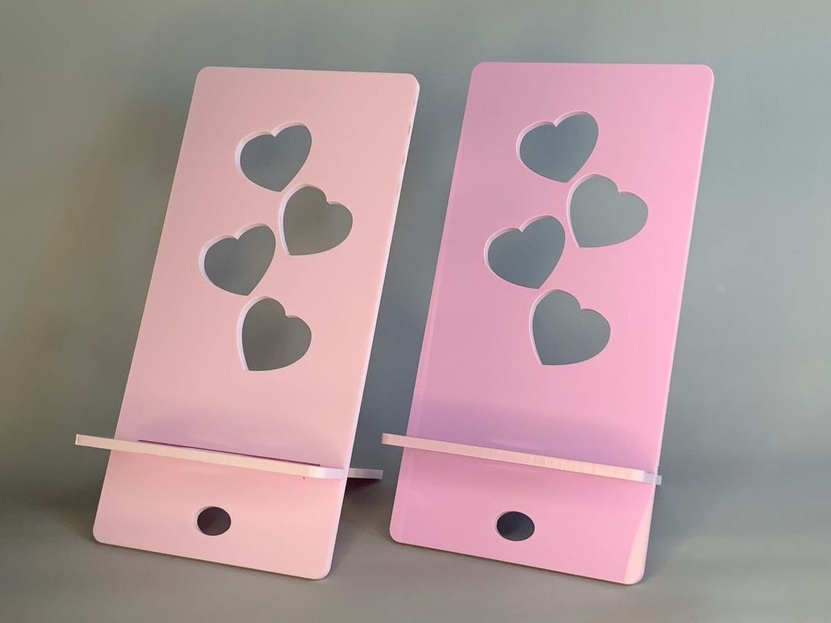 Excited to share the latest addition to my #etsy shop: Valentines Theme Acrylic Cell Phone Stand with Heart Cutouts, Compact, 2-Pieces Slide Together, Stores Flat etsy.me/3FE39xr #mobilephonestand #cellphonestand #compactphonestand #valentinesgift #acrylicphone