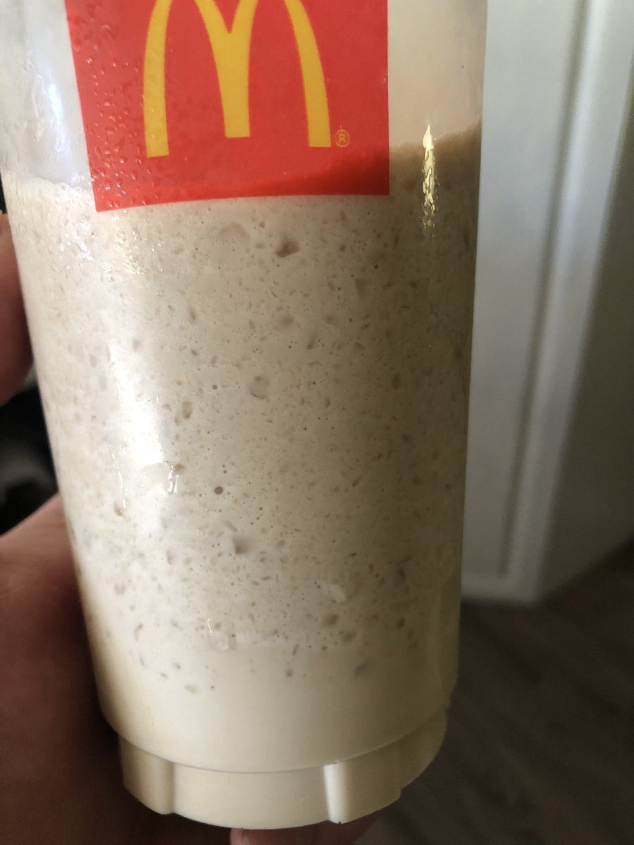 Jay_coo_per's tweet photo. Hey @McDonalds i think my local maccas needs a new frappe machine…or the staff need to learn how to use it cause i got a frappe today where the ice is so thick and that it is undrinkable. literally cant drink with a straw its so thick. This picture is after an hour to melt. https://t.co/3nZYTmIWDx