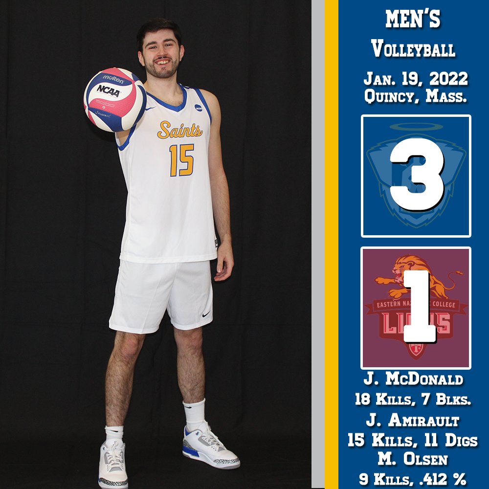 ECSaints's tweet image. Two games, two nights... TWO WINS! Men&apos;s Volleyball is off to a 2-0 start to the season with tonight&apos;s 3-1 win at Eastern Nazarene!! #GoECSaints
