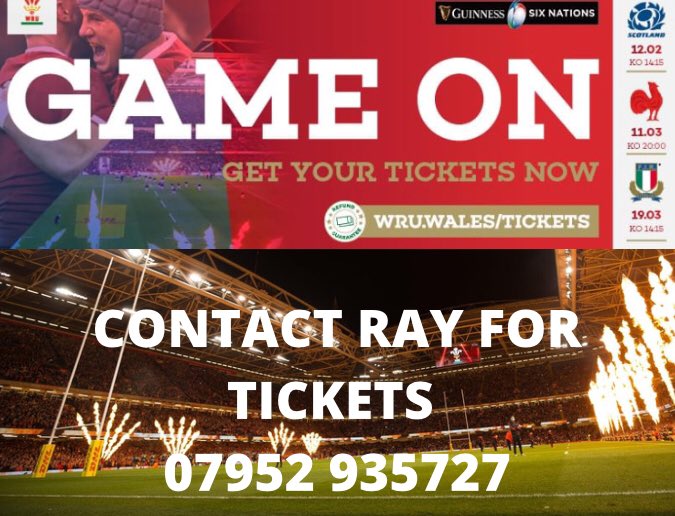 FairwaterRFC's tweet photo. Tickets available for all Wales Games, get in touch with our club Sec Ray 07952 935727 pls help us share with a like and retweet. https://t.co/8wSdsAwJjE