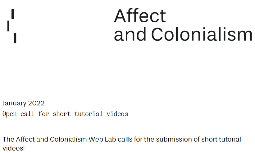 What do you think people should learn about #colonialism and its felt impact on people’s lives? Our #AffectandColonialism Web Lab calls for the submission short #tutorial videos. Deadline: 15 Feb: Apply here: affect-and-colonialism.net/wp-content/upl…