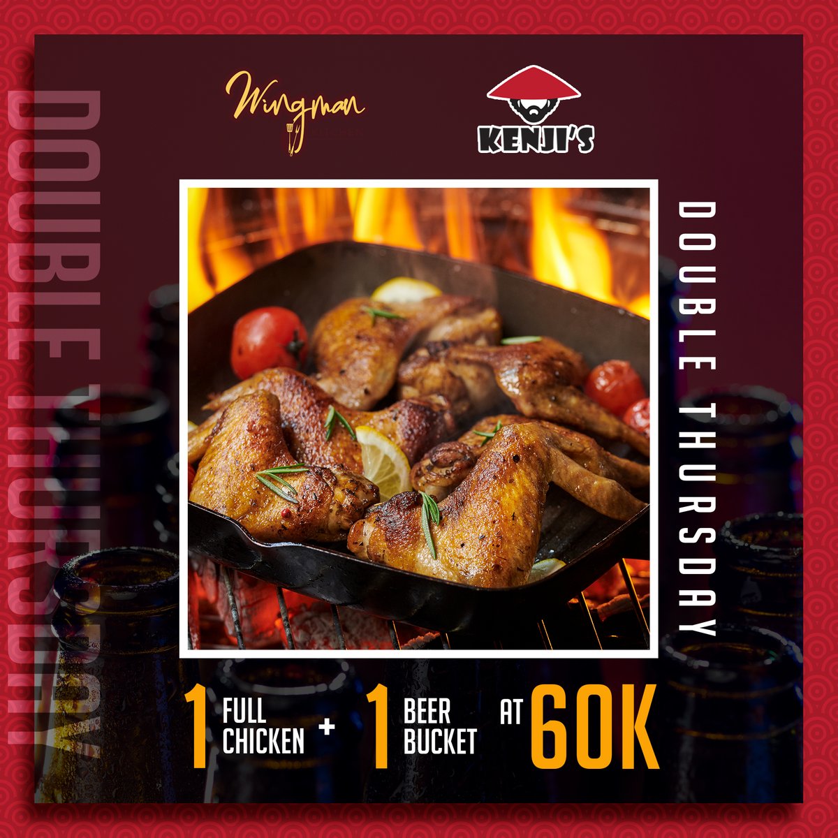 twendetupaate's tweet photo. The double Thursday offer is an affair for every chicken lover. Order for 1 full chicken and 1 bucket at only 60,000 Ug shs.
@Wingman_kitchen #DoubleThursday https://t.co/HmLVhy8Z4i
