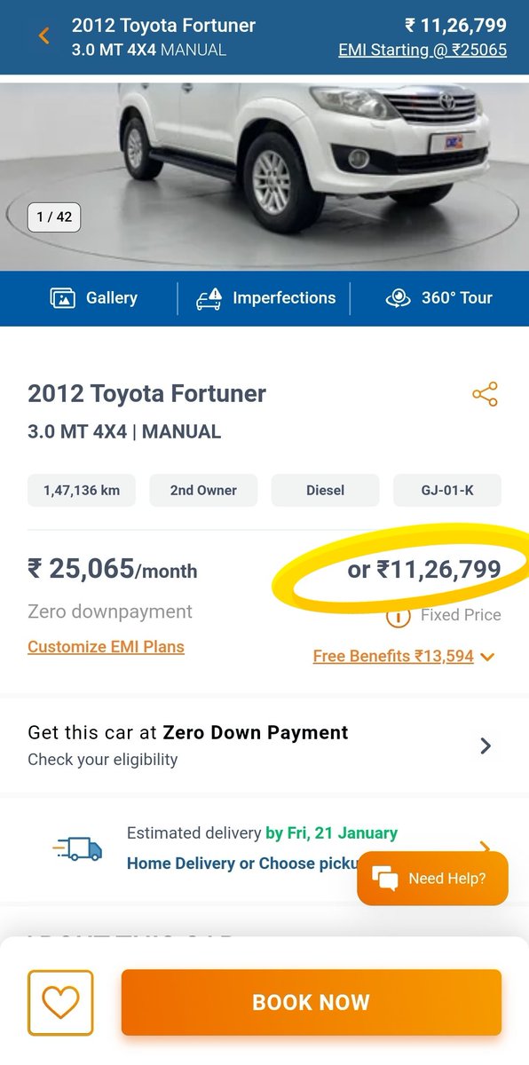 AlphaPetrolhead's tweet photo. @cars24india 
How is it possible to increase price of a car post it's listing? 
When your car is NOT ACCORDING TO YOUR REPORT! 
The report says that tyres are no more than 5 years old. Upon inspection, I found tyres are 6 years+ old &amp; even the tread is very less. Plus many issues https://t.co/moGenRqxvK