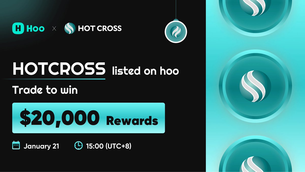 🚀Hoo.com Will List #HOTCROSS on January 21,$20,000 to Be Won! <a href="/hotcrosscom/">Hot Cross</a> 

🔶Top 200 winners get 5 USDT in HOTCROSS 
🕺PORTAL: giv.gg/hotcross

🥰Check it out: help.hoo.ac/hc/en-us/artic…