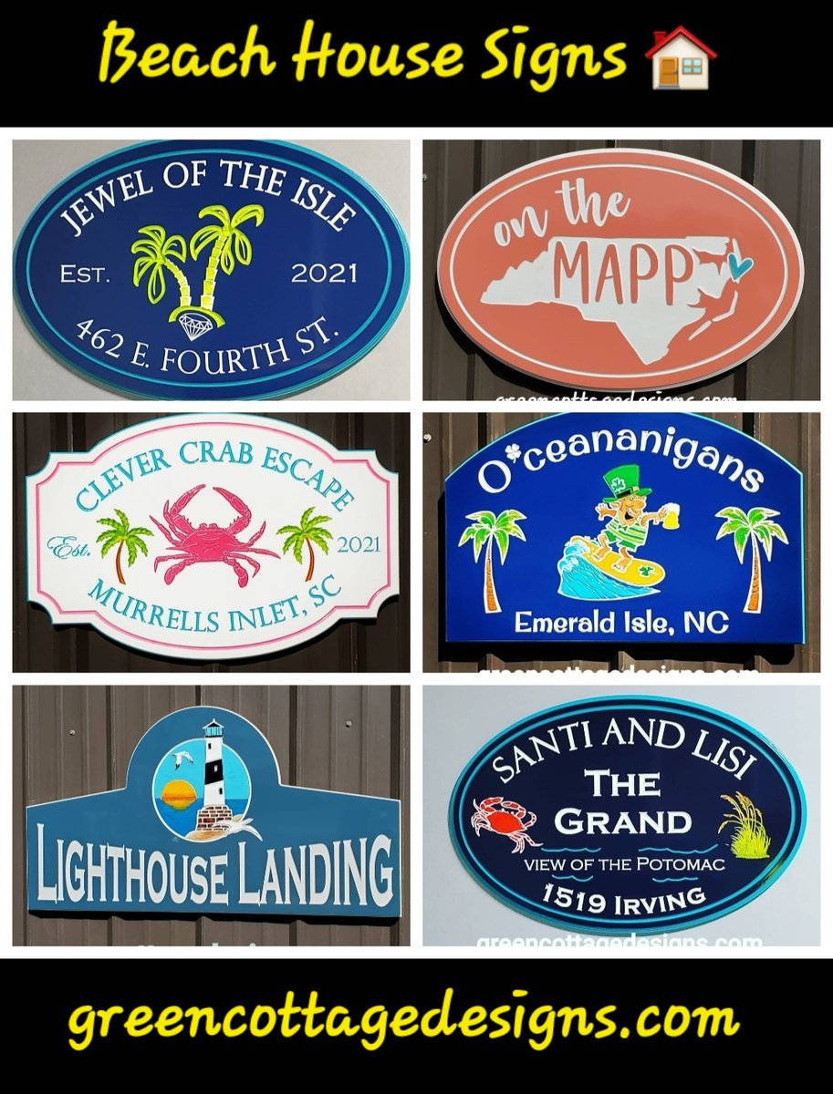 cottage_green's tweet photo. Beach House Signs by https://t.co/mxWEx0l0jL #BeachSign #HouseSign #OceanCottage #waterfront #realestate #rental https://t.co/WsEm2lEfdp