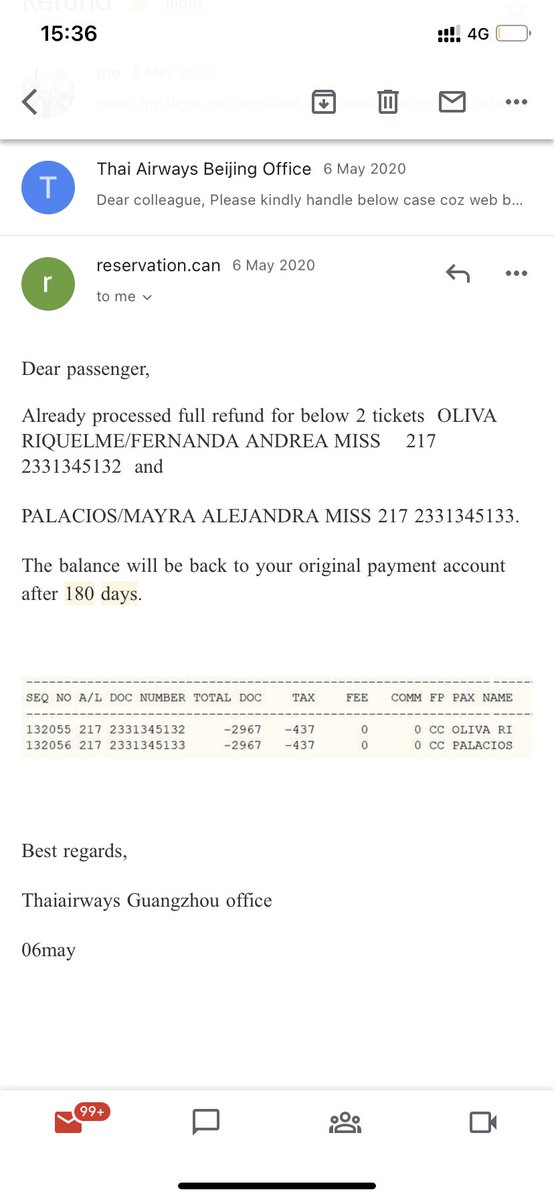 FernandaOlivaRi's tweet photo. @ThaiAirways we had our flight cancelled in April 2020, we are still waiting for a reimbursement, which you said we would get… https://t.co/mZ0BZJnbVD