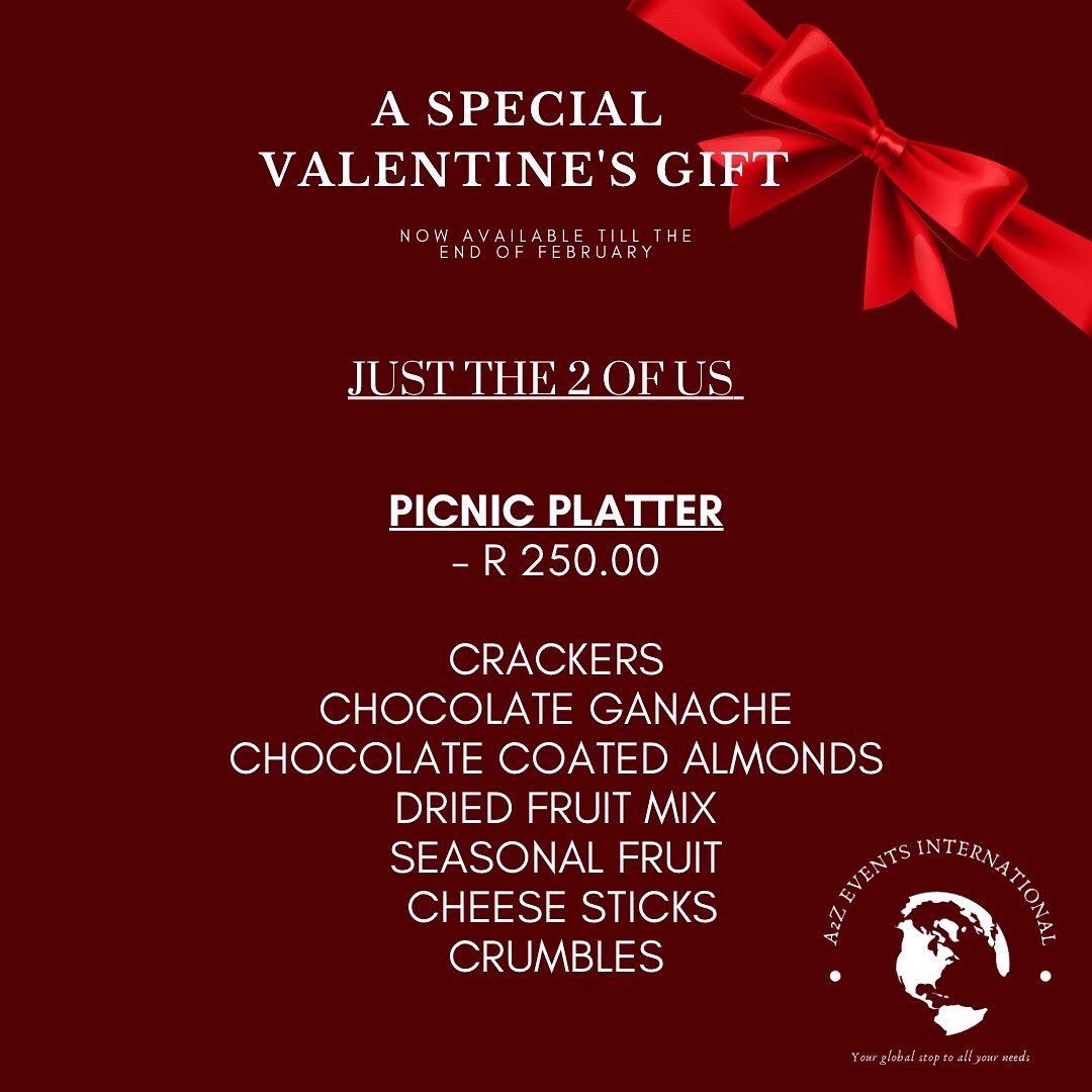 A2Z_Events_Int's tweet photo. Make your loved ones Day a little more special with our amazing packages.

What out for our awesome giveaway coming up soon. Keep your eyes glued to our account.

 #a2zeats #valentineshampers #a2zeventsinternational #gifting #justthetwoofus #love #hampers #treatyourself https://t.co/A42fHQ8FPE