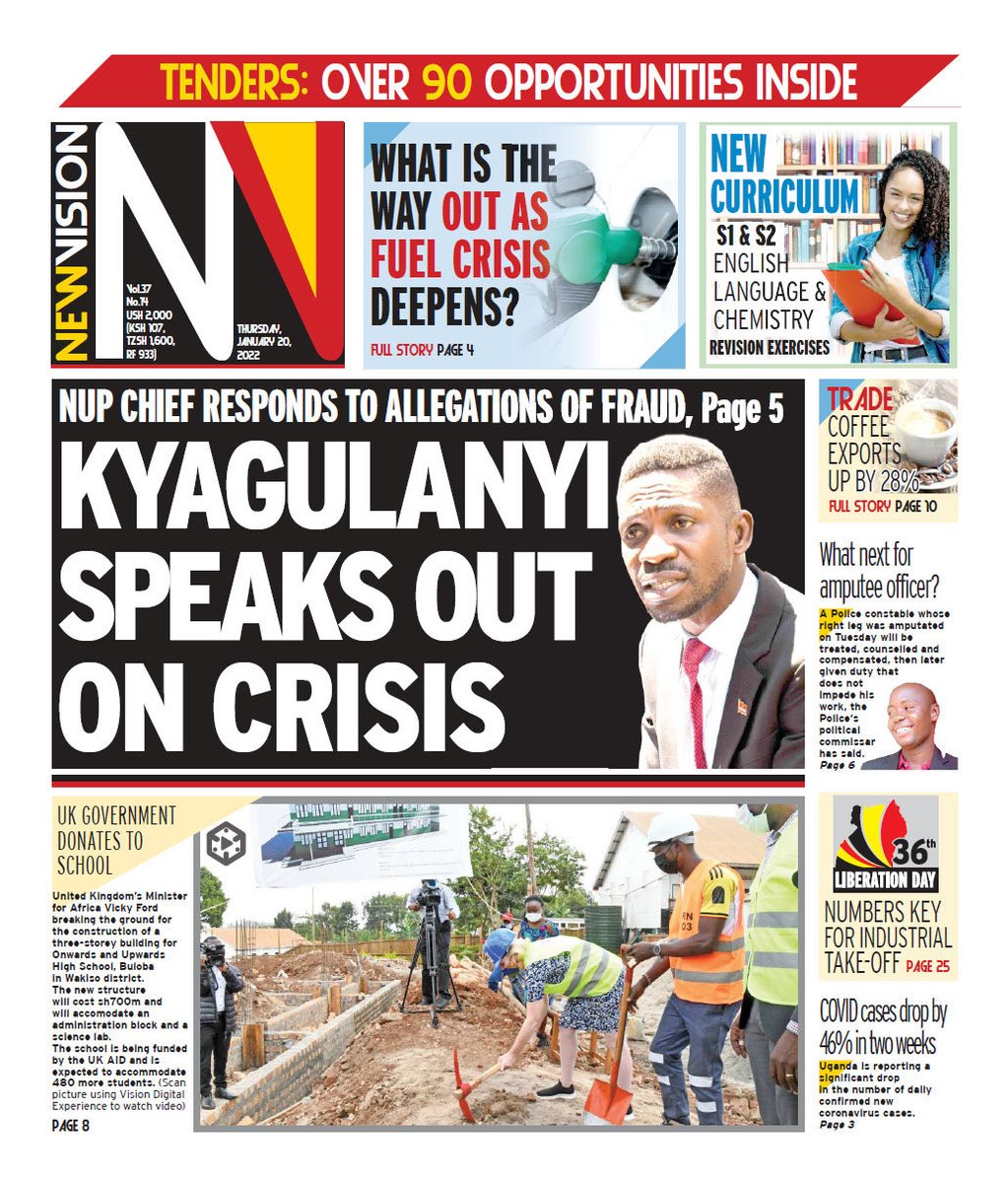 Commanderr001's tweet photo. I have come to realize that Mr Wameat is the chief mobilizer of President Kyagulanyi 🤗🥰
Front page in row is not to take for granted. Keep it up bro…. #TweetLikeNewVision 
Thnx for the free publication.✊ https://t.co/too3JAu0KU