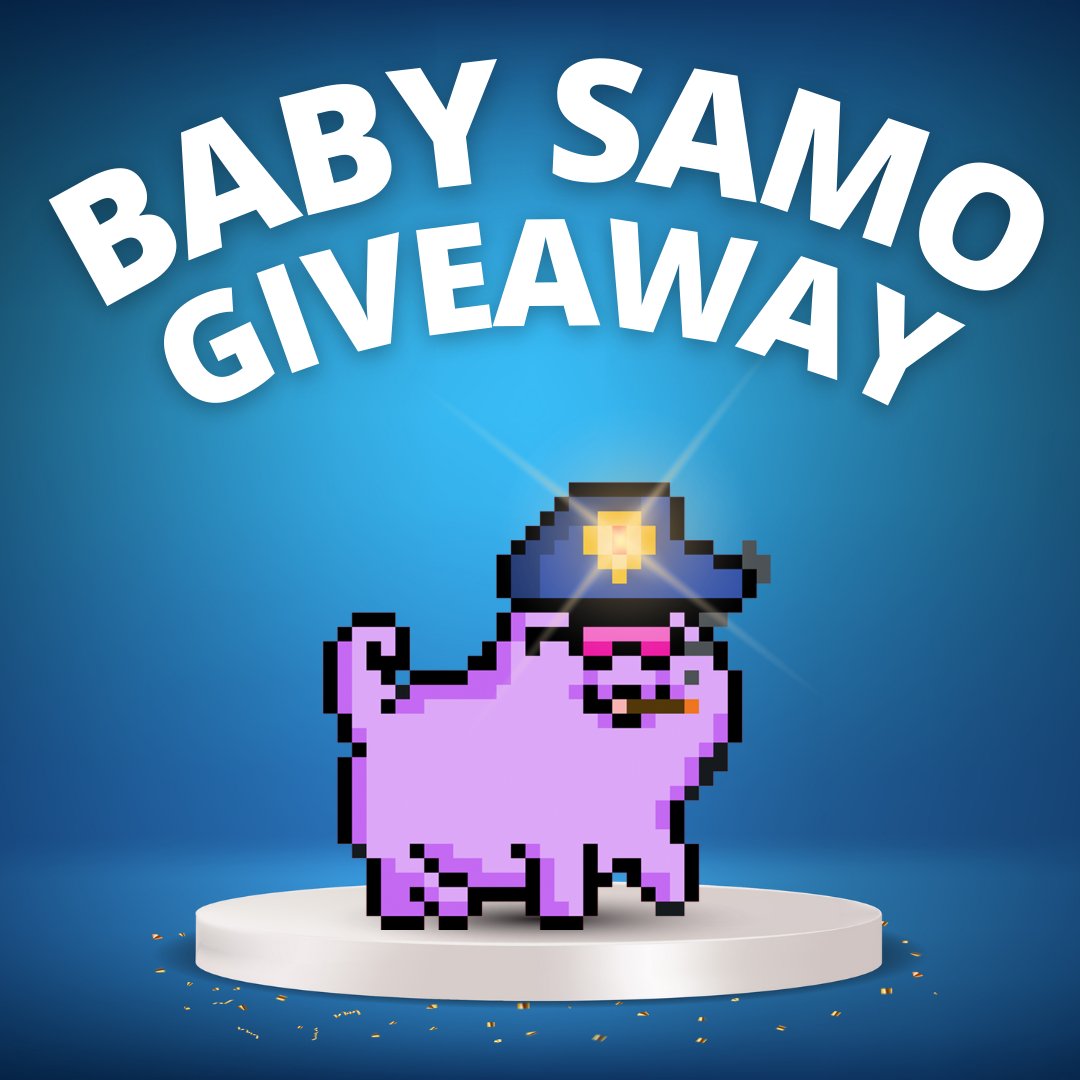 ANNOUNCING: Baby Samo Giveaway! 🎉

In celebration of the tokenized <a href="/SolanaMBS/">Solana Monkey Business</a> distribution to our holders, we are giving away 1,000,000 $BABY tokens and 1 Baby Samo Genesis NFT. 🔥 

To enter: Like + Retweet and tag a friend that should join the Arf Arf Army! 

#NFTGiveaway