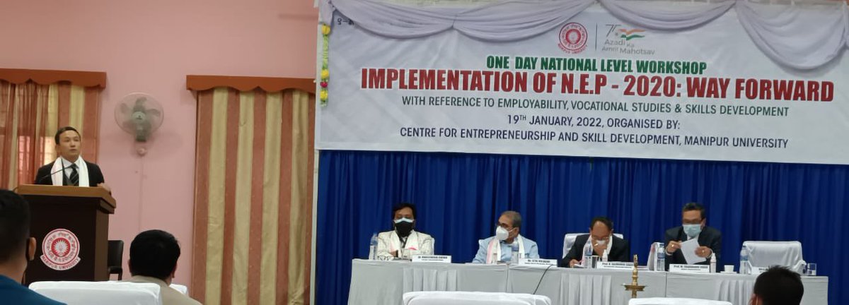 JCRE_Skill's tweet photo. Shri Niranjan Singh, Director - JCRE Skill Solutions (Big Concepts), speaking at NEP 2020: Way Forward with special reference to Employability, Vocational Studies &amp; Skill Development at Manipur University, Imphal. @dpradhanbjp @Rajeev_GoI @MSDESkillIndia @NSDCINDIA @DGT_MSDE https://t.co/ZUCmiTZhjh