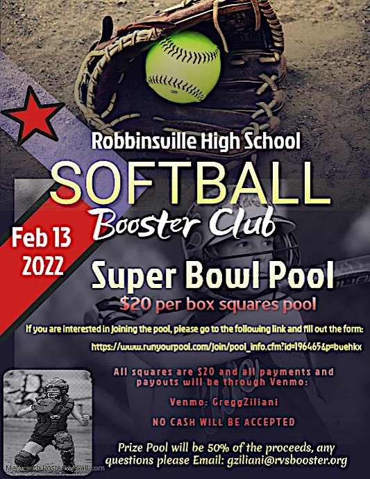Our 1st softball fundraiser is a Super Bowl Box Pool! Click the link to join and play! runyourpool.com/join/pool_info…