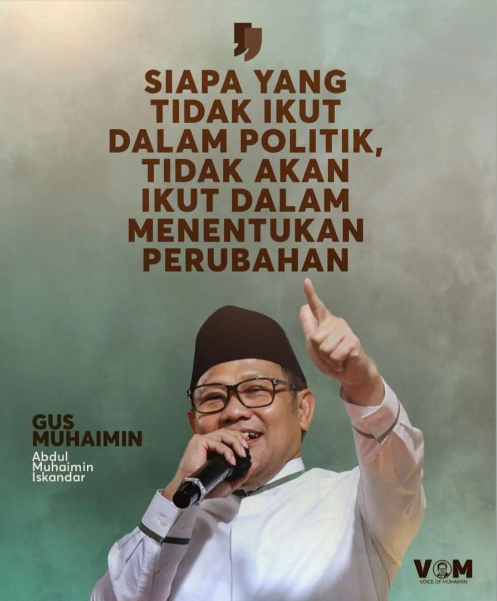 Mau sampai kapan jadi penonton?? Mari bergerak untuk menentukan nasib bangsa bersama #BagusMuhaimin  untuk kesejahteraan bangsa 
<a href="/cakimiNOW/">A Muhaimin Iskandar</a> 
<a href="/Jazilul_Fawaid/">Jazilul Fawaid</a> 
<a href="/malik_haramain/">malikharamain</a> 
<a href="/SyaifulHooda/">Syaiful Huda</a> 
<a href="/billy4riez/">Billyariez</a> 
<a href="/azzameldzikrie/">#SantriIndonesia</a>