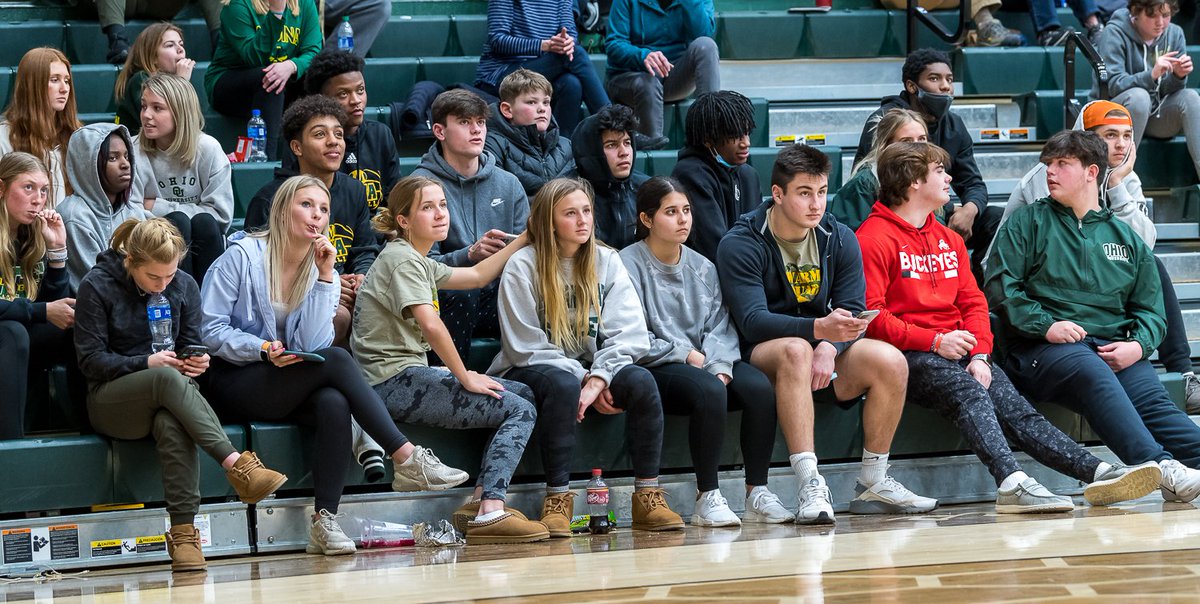 The Medina Student Section out supporting the girls. Smiles from <a href="/AveryHeine2/">Avery Heine</a> and <a href="/MeghanHeath17/">Meghan Heath</a> and <a href="/kaylaperfect_/">Kayla Perfect</a> helps <a href="/olivia_sipsock/">Olivia Sipsock</a> to relax. <a href="/medinagbball/">Medina Girls Bball</a> <a href="/_kaitlyngpierce/">kaitlyn pierce</a>