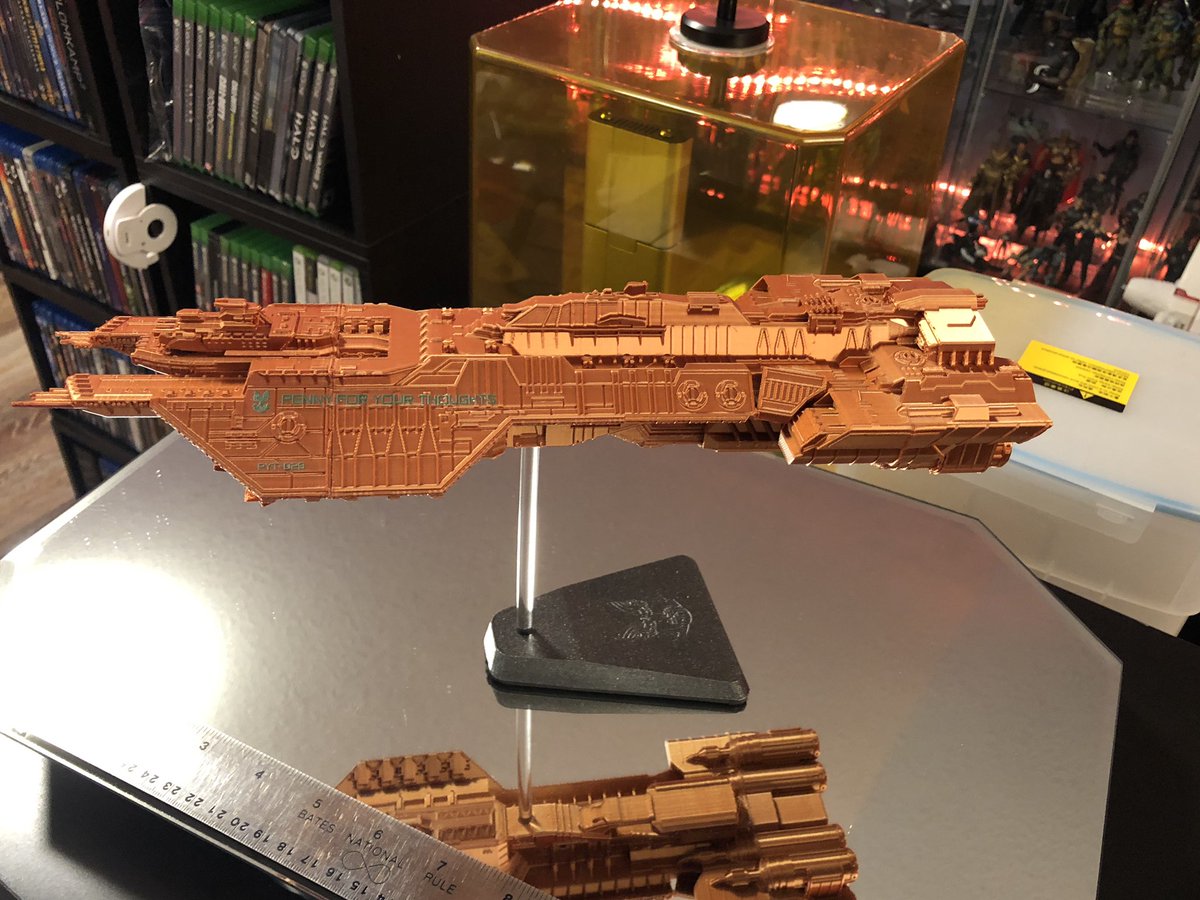 GeekToyLove's tweet photo. Just a quick build here, a copper filament printed UNSC Phoenix class aptly named by the new Captain
#2022Commissions https://t.co/7h0bTxdwpf