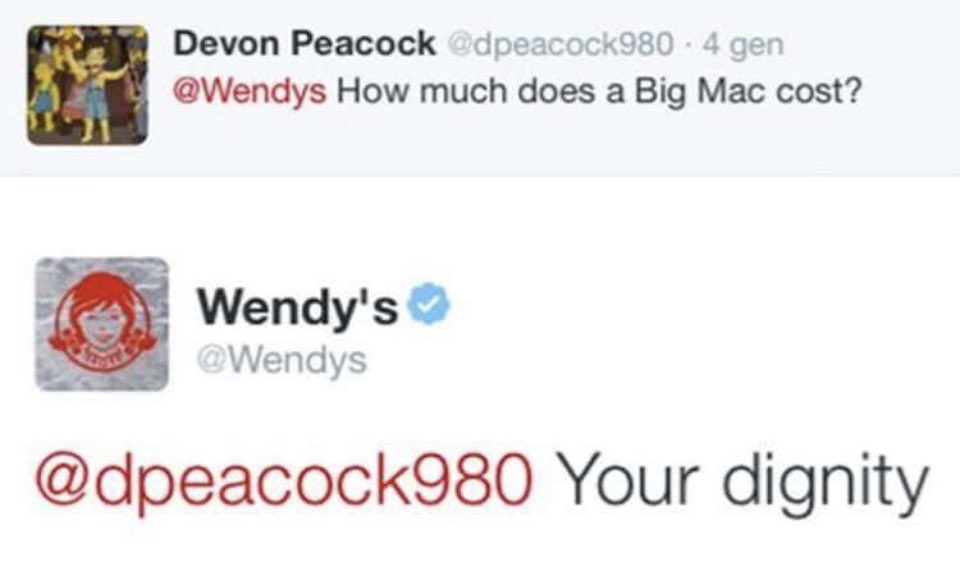 NaomiBuckta's tweet photo. Ok I don’t know who manages the twitter acct @Wendys but omg, you gotta come work for us! https://t.co/4AqyiJjnZt