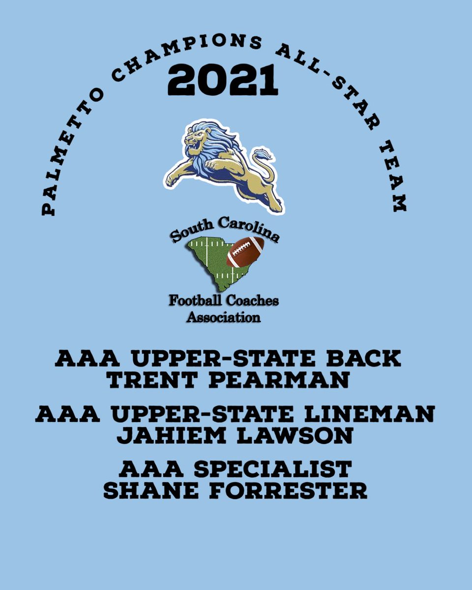 Congratulations to our representatives on the 2021 Palmetto All-Star Football Team presented by the South Carolina Football Coaches Association <a href="/SCFCA1/">SCFCA</a> !