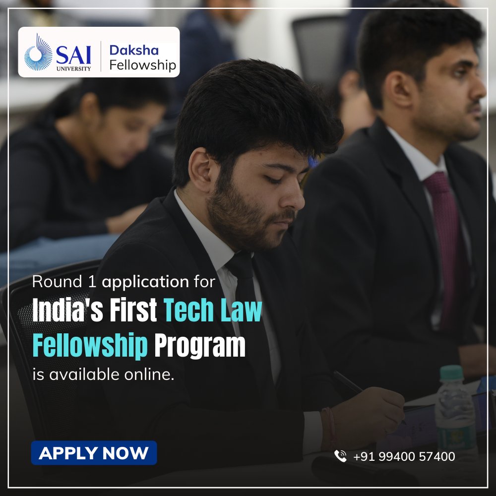 Whether you are a recent graduate or an experienced practitioner, our #DakshaFellowship academic insights and practical experience to understand emerging tech laws/policies and how they influence our society.

Our application is live! Apply today at bit.ly/3qLmKYo