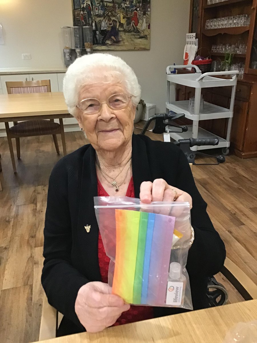 Lifeview1's tweet photo. The Willows residents set up a production line to put together 500 COVID safe party packs to be handing out this Sunday from Lifeview's @midsumma stand, hope to see you there. #midsumma #rainbowtick #activevibrantliving #agedcare https://t.co/XwQvRpqVKC