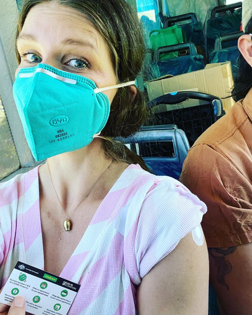 Fannylumsden's tweet photo. Just got boosted on the back seat of a bus. The Vic health bus. Thanks for bringing this to regional areas. Made a bus load of difference to the pace of getting jabbed. #boostedbaby https://t.co/hcpEChgHvb