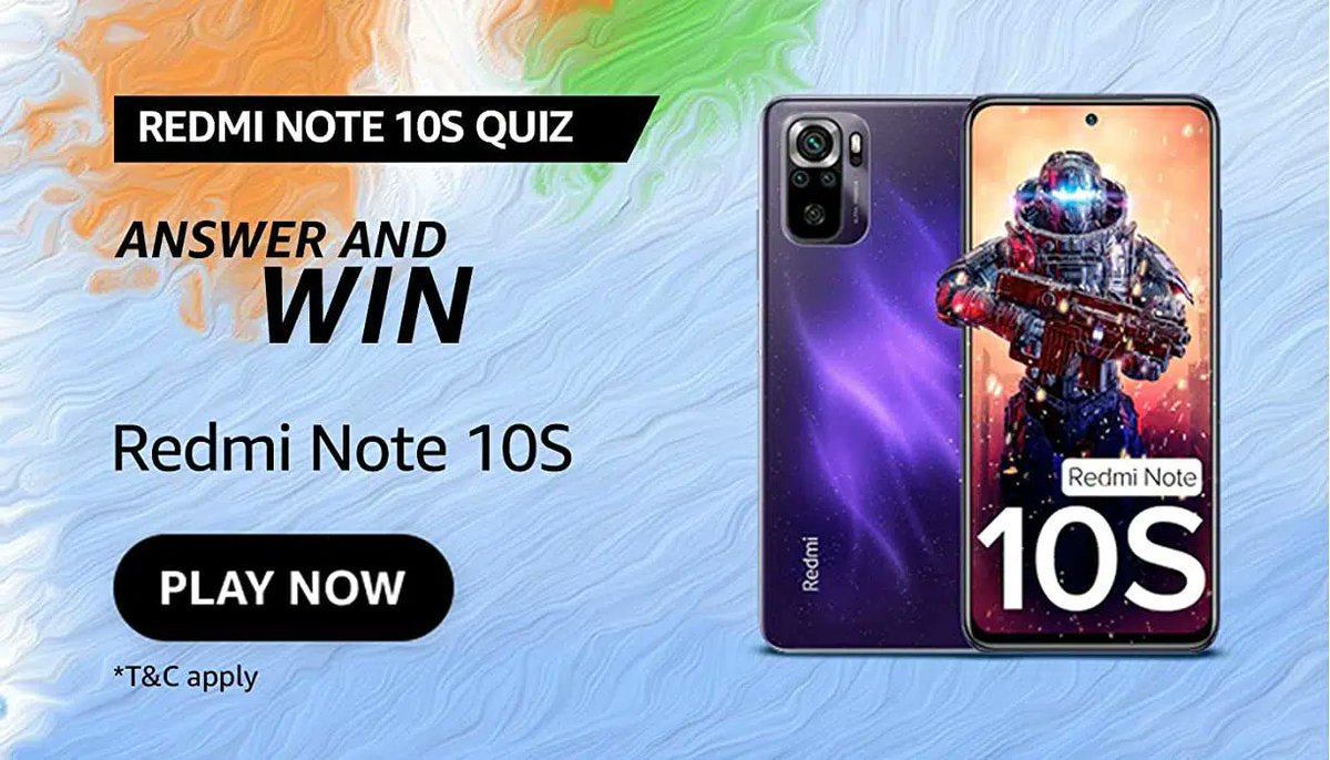 amazonInQuiz's tweet photo. 1th Jan - 15th Feb : Amazon Redmi Note 10S Quiz and Win Redmi Smartphone
Answer: (B) MediaTek Helio G95
Answer: (A) FHD+ Super AMOLED Display
Answer: (D) Dual Speakers with High Res Audio Certification
Answer: (C) 33W fast charging
Answer: (C) 64MP+8MP+2MP+2MP
#RedmiNote10SQuiz https://t.co/uRWa0agtZY
