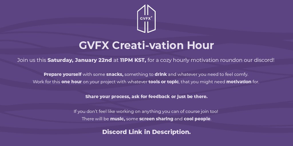 gvfxarmy's tweet photo. 🎨 WORDSBYBANGTAN CREATI-VATION HOUR 🎨

SATURDAY January 22nd @ 11pm KST on our Discord

In this session, we will be creating our contributions for @wordsby_bangtan 💜

JOIN US HERE https://t.co/3f61mAUHPN

#CreatiVationHour #gvfx_tutorial https://t.co/QaR2e07Gi4