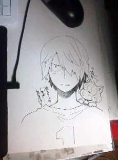 この絵は私が青八木くんにドはまりし、T2の画像をみつけては右クリック保存しすぎて私は腱鞘炎、パソコンはおかしくなって入院した時に、マウスパッドにしてた紙に友達が描いてくれた青八木くんです…。人生で一番右クリック保存した時ですね。 