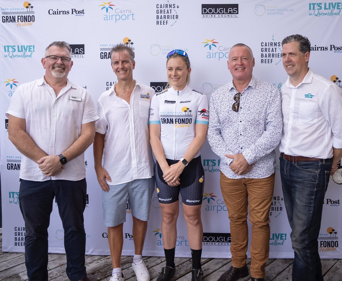 NettieEdmo's tweet photo. Had a great time at the launch of the inaugural @PortDouglasGF yesterday! September 9-11, this event is going to be brilliant. A criterium, FREE family ride + sprint drag race on Sat, the 48km, 100km &amp; 136km Gran Fondo along the beautiful Great Barrier Reef Drive on Sun 🙌🏼 1/2 https://t.co/W8Xni9suCX