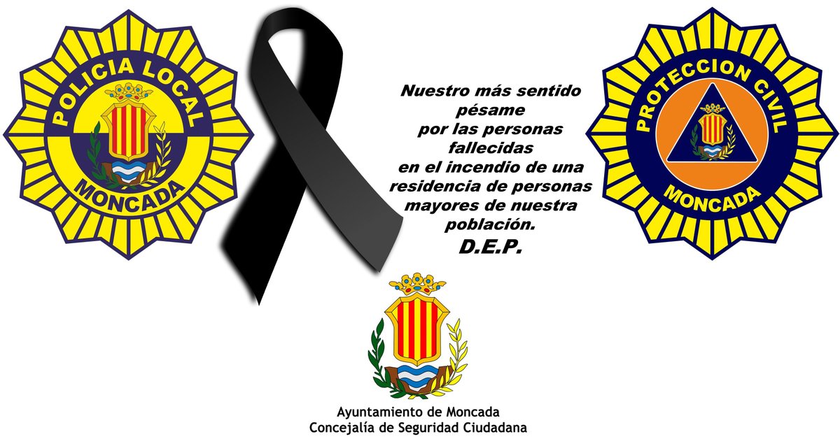 Nuestro más sentido pésame por las personas fallecidas en el incendio de una residencia de personas mayores de nuestra población.🖤 D.E.P. <a href="/AytoMoncada/">Ajuntament Montcada/Moncada</a>