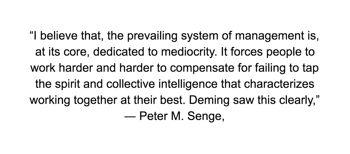 "It would be better if everyone worked together as a system, with the aim for everyone to win" - Deming