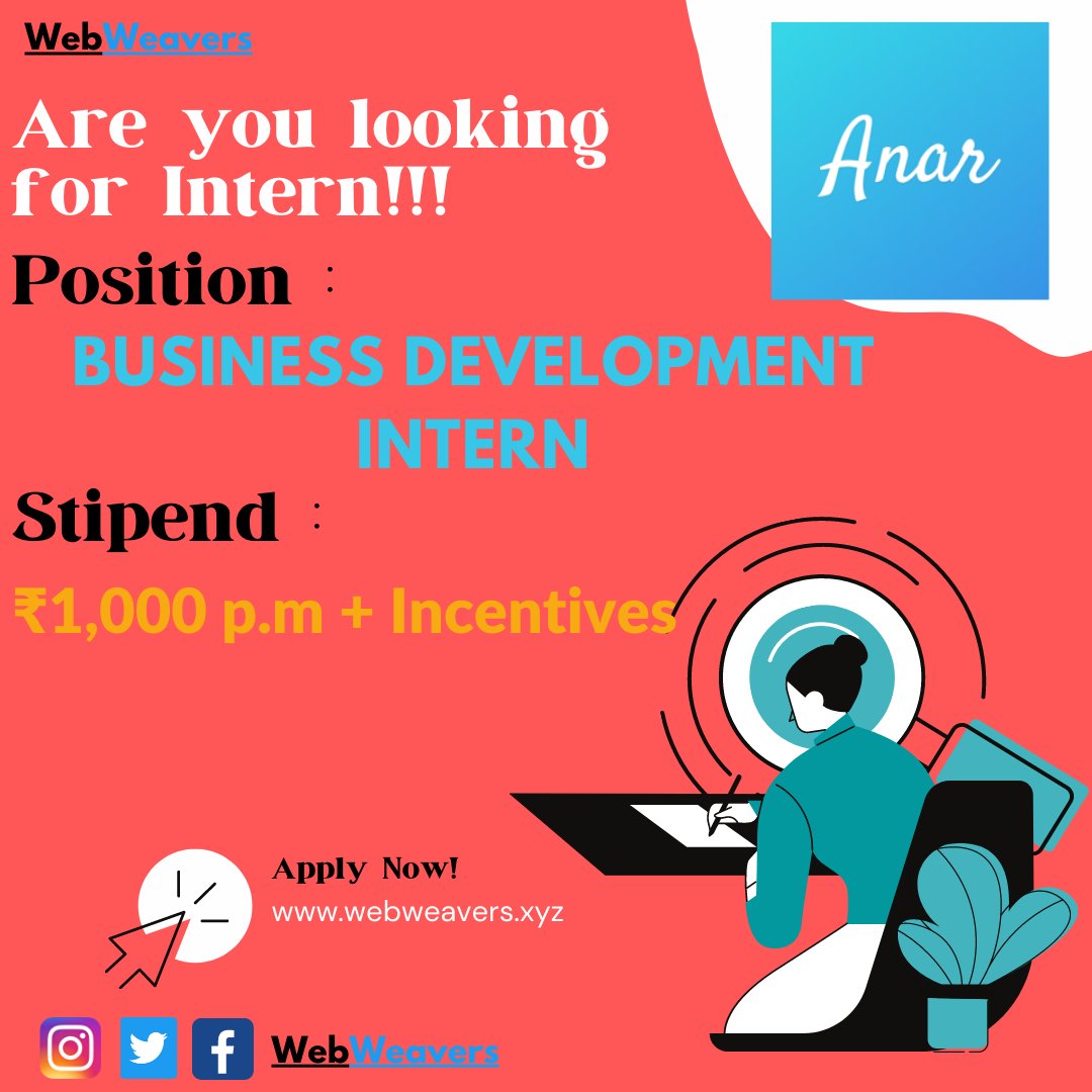 webweavers25's tweet photo. Apply here 👇
https://t.co/tJOkBAoAZH

Follow up for more updates 👆
#Hiring #interns #HiringAlert #internship #internships #stipend #WFH #business #businessdevelopment #businessdevelopmentintern https://t.co/GRJjSRUJVZ