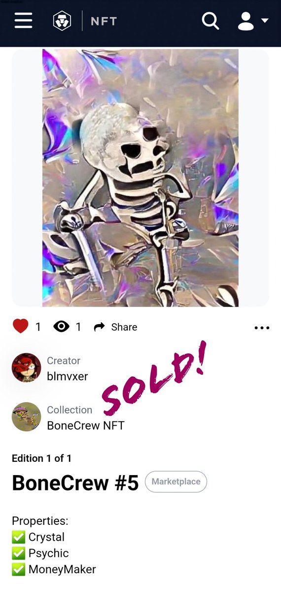 blmvxer's tweet photo. #BoneCrew #4 and #5
Sold to @BoneDaddyNFT and @WhambyMedia
Collection link π π https://t.co/fOlfWODugN
#CRO #crofam #crofamily #Cryptocom #cryptocomnft #fftb https://t.co/lAeRCAIbXo