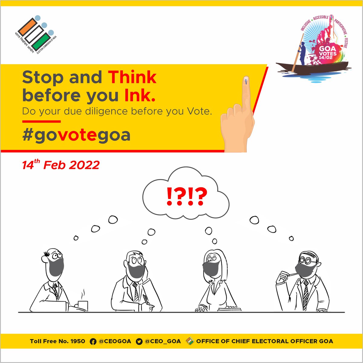 CEO_Goa's tweet photo. Know the power of your vote. Each vote can make a difference, so stop and think before you ink. Go Goa, Vote Wisely!
#GoaREadyToVote #GoVoteGoa #YourVoteMatters #ThinkBeforeYouInk #Goa #GoaElections2022 #GoaElections #India https://t.co/nRhTN7zO8r