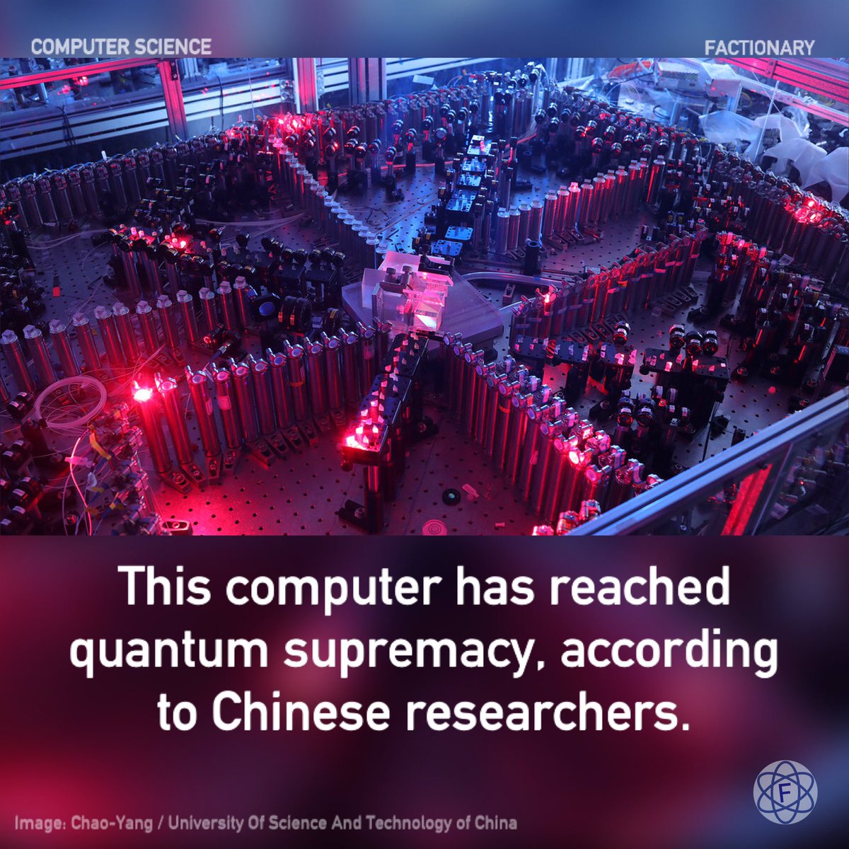 TFactionary's tweet image. This computer has reached quantum supremacy, according to Chinese researchers.
#computerscience #quantumcomputing #classicalcomputing #quantumsupremacy #quantummechanics #sycamore #facts #Factionary