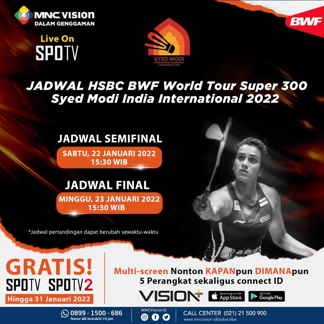 MNCVisionID's tweet photo. 🏸BADMINTON MANIA BWF SERIES HADIR LAGI DI MNC VISION!🏸

Jangan sampai nggak nonton nih!!! 

Aksi- aksi pertandingan seru pemain bulu tangkis dunia di Syed Modi International yang bakal nemenin waktu weekend kamu dengan SPOTV!!!

@Spotv_sports #MNCVision #SPOTV https://t.co/gYwdKM7Kqh