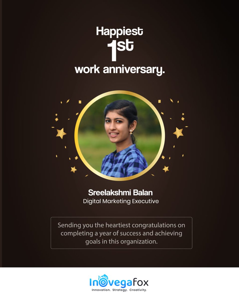 Happiest 1st Work Anniversary

Sending you the heartiest congratulations on completing a year of success and achieving goals in this organization.

#inovegafox #workanniversary #1stworkanniversary #success #achievement #goals #digitalmarketing #digitalmarketingexecutive