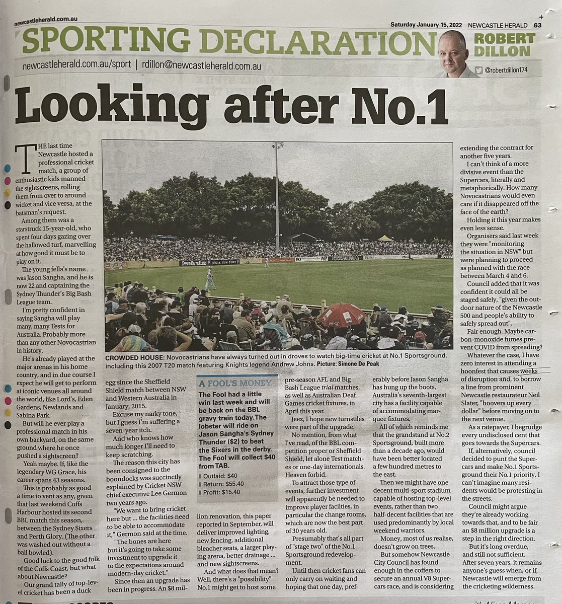A great article in last Saturday’s <a href="/newcastleherald/">Newcastle Herald</a> by Robert Dillon. So true, “after seven years, it remains anyone’s guess when, or if, Newcastle will emerge from the cricketing wilderness.” We do deserve better.