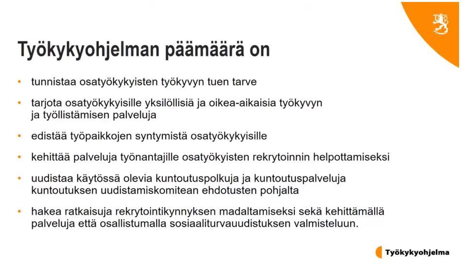 HankeIisakki's tweet photo. Iisakki mukana #TahtotilastaTyöhön seminaarissa. Kuvassa Työkykyohjelman tärkeä päämäärä. @työkykyohjelma https://t.co/P3GLaKjUV9