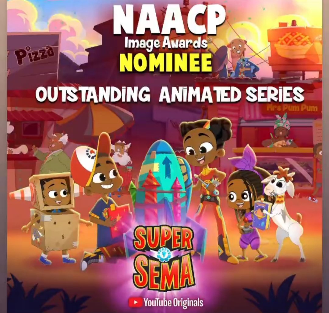 Good news!

Super Sema has been nominated for Outstanding Animated Series in NAACPImageAwards👏❤🥳💃

#supersema #YoutubeOriginal #AnimationSeries #AfricanAnimation #AfricaKidPower #VoiceTalent #voicerecording #GCPAWARDS #GlobalChildProdigyAwards